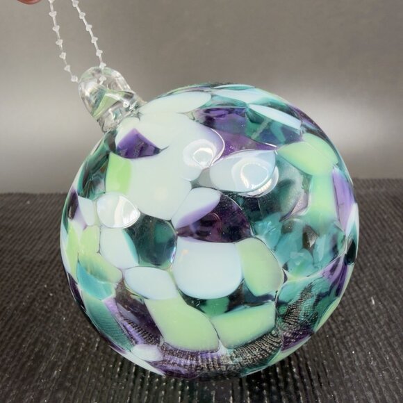 Hand Blown Studio Art Glass Orb Ornament Friendship Ball Witch Ball Multicolored - Picture 6 of 12